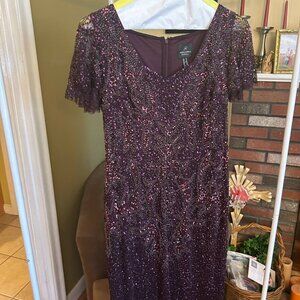 Cocktail Knee Length Dress; Burgundy; Size 14